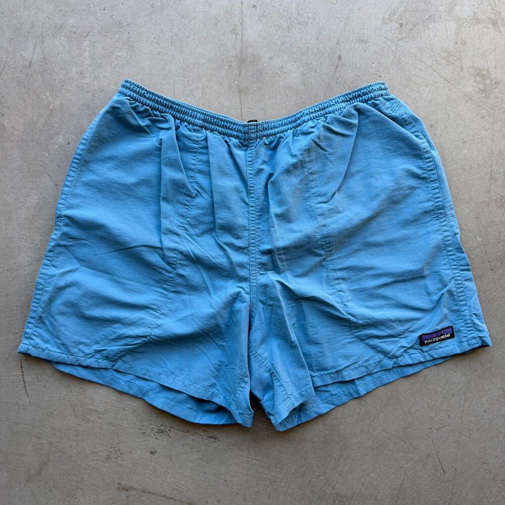 Patagonia Mens M Baggies 4.5" Shorts Blue Outdoor Elastic Drawstring Hiking Run